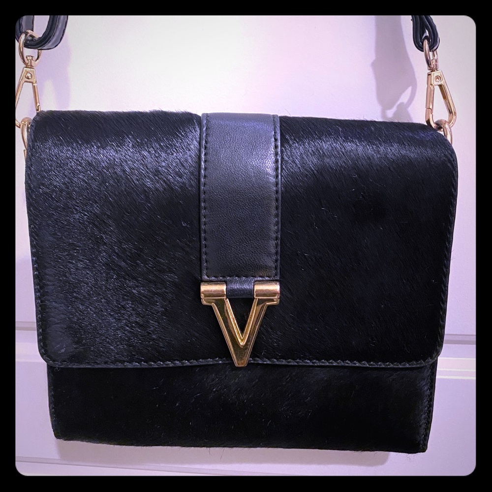 Vince Camuto fur with Leather Crossbody Handbag
